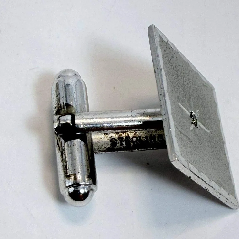 Anson Sterling Silver Cufflinks Tie Tack Set Vintage Mid Century Starburst Stone